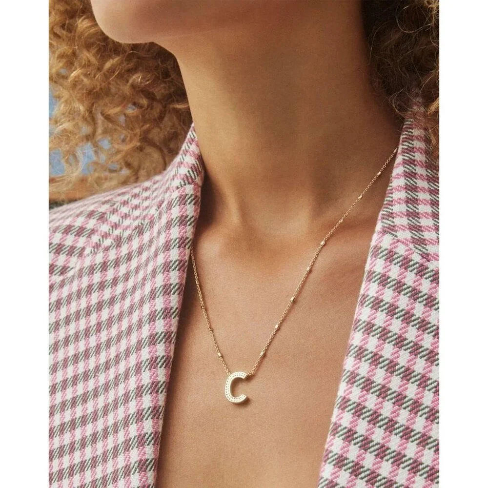 Letters C pendant necklace for women fashion jewelry 14k gold plated brass